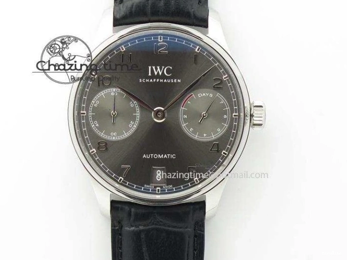 MIROTIME 0401 Casual Portuguese IW371405 ZF 1:1 Best Edition SS White Dial Silver Markers On Black Leather Strap A 7305